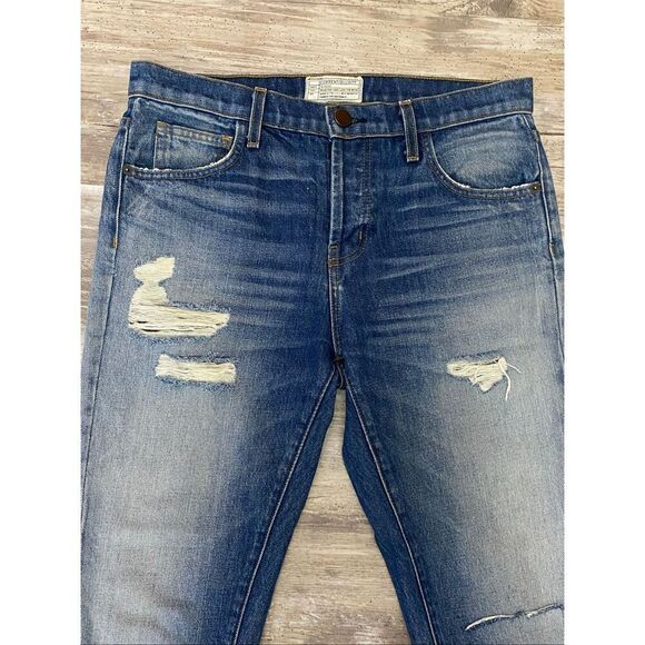 Current/Elliot Slouchy Skinny Zephyr Destroyed Jeans Cuffed Rolled Women’s Sz 10 - Picture 3 of 7
